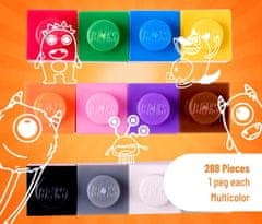 Nikcorp Kocke za slaganje 288 komada, kompatibilne s LEGO kockicama za kreativnu igru i učenje, 12 raznih boja