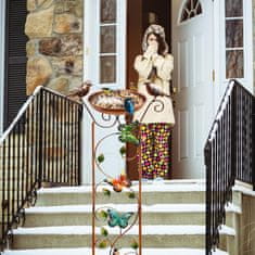 Nikcorp Pojilica za ptice s rešetkom za biljke penjačice, metalna, otporna na vremenske uvjete, antikni smeđi dizajn, 34x99 cm