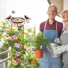 Nikcorp Pojilica za ptice s rešetkom za biljke penjačice, metalna, otporna na vremenske uvjete, antikni smeđi dizajn, 34x99 cm