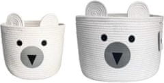 Nikcorp Set od 2 pamučne košare za pohranu, organizator za dječje igračke i rublje, ručno pletene, sklopive, bijele, 28x40/24x28cm