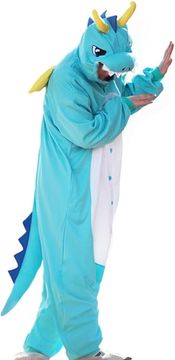 Nikcorp Muška Kigurumi pidžama Zmaj, jednodijelni kombinezon za spavanje i cosplay, mekani topli materijal, plava, Veličina M