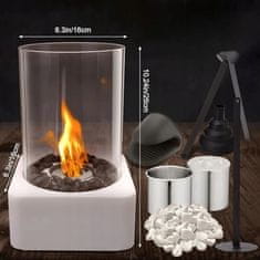 Nikcorp Stolni bio kamin bez dima, samostojeći, za ugodnu atmosferu, za unutarnju i vanjsku upotrebu, nehrđajući čelik, bijeli