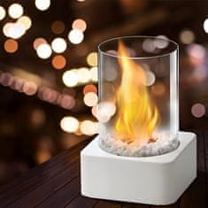 Nikcorp Stolni bio kamin bez dima, samostojeći, za ugodnu atmosferu, za unutarnju i vanjsku upotrebu, nehrđajući čelik, bijeli