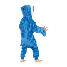 Nikcorp Dječja pidžama Kigurumi morski pas, jednodijelni kostim za spavanje i igru, mekani kombinezon, plava, 115-125 cm