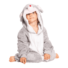 Nikcorp Dječja pidžama kigurumi jednodijelni kombinezon, mekani kostim za spavanje i igru, s kapuljačom, sivi miš 105-115 cm