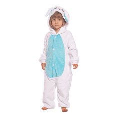 Nikcorp Dječja pidžama Kigurumi jednodijelni kostim zec, mekani kombinezon za spavanje i igru, s kapuljačom, plavi 105-115 cm