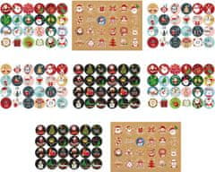 Nikcorp Božićne naljepnice set 192 kom, samoljepljive za adventski kalendar, poklone i dekoracije, vodootporne, 4,5 cm