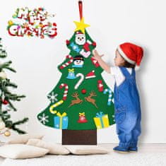 Nikcorp Božićno drvce od filca s odvojivim ukrasima, DIY kreativni set za djecu, edukativna igračka za zid, 95x70 cm