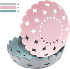 Nikcorp Set 3 ukrasne košare za voće, višenamjenske zdjele za povrće i grickalice, PP materijal bez BPA, roza, plava, siva