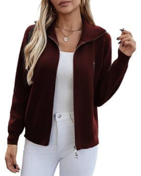 Nikcorp Ženska vesta kardigan na kopčanje, mekana i topla, bez kapuljače, za elegantni i casual stil, crvena, veličina S