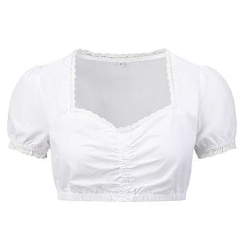 Nikcorp Ženska bluza dirndl za Oktoberfest, elegantna tradicionalna bavarska nošnja, srcoliki izrez s ukrasima, bijela, veličina L (38)