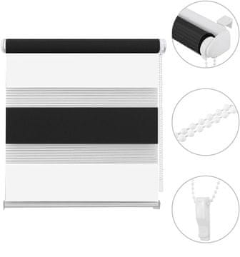 Nikcorp Duo rolo zavjesa dan i noć, montaža bez bušenja, za regulaciju svjetla i privatnosti, podesive stezaljke, bijelo-crna 120x150 cm