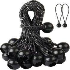 Nikcorp Elastične bungee vezice s kuglicom 60 kom, za brzo pričvršćivanje cerada, šatora i bannera, otporne na habanje, 15 cm, crne