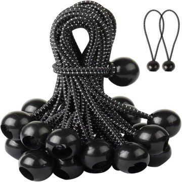 Nikcorp Elastične bungee vezice s kuglicom 60 kom, za brzo pričvršćivanje cerada, šatora i bannera, otporne na habanje, 15 cm, crne