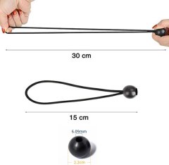 Nikcorp Elastične bungee vezice s kuglicom 60 kom, za brzo pričvršćivanje cerada, šatora i bannera, otporne na habanje, 15 cm, crne