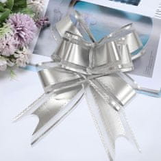 Nikcorp Set 12 ukrasnih mašni za poklone, brzo i jednostavno slaganje, za dekoraciju, vjenčanja, Božić, srebrne, 2 veličine