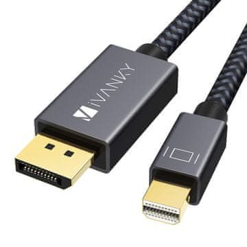 Nikcorp Mini DisplayPort na DisplayPort kabel 4K 60Hz za kristalno čistu sliku, Plug & Play, stabilan prijenos, 1m, sivi