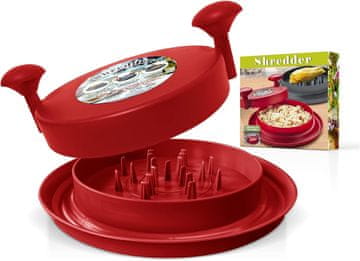 Nikcorp Sjeckalica za meso za brzo usitnjavanje piletine, svinjetine i povrća, s oštricama od nehrđajućeg čelika, crvena