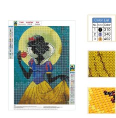 Nikcorp Slikanje dijamantima 5D set za kreativno opuštanje, DIY dijamantni vez s motivom princeze, okrugli dijamanti, 30x40 cm