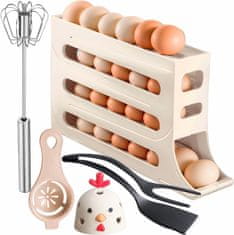 Nikcorp Set kuhinjskih dodataka za jaja s automatskim spremnikom, višenamjenski za pripremu omleta i palačinki, višebojni