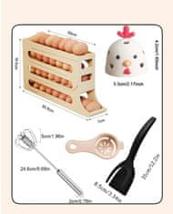 Nikcorp Set kuhinjskih dodataka za jaja s automatskim spremnikom, višenamjenski za pripremu omleta i palačinki, višebojni