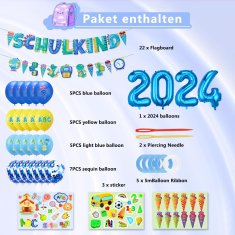 Nikcorp Set dekoracija za početak školske godine, 73 dijela, plavi baloni s motivom dinosaura za dječake, za učionicu i dječju sobu