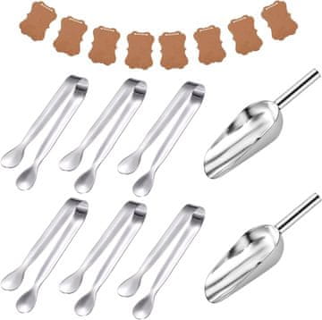 Nikcorp Set hvataljki i lopatica za led, 8 komada, nehrđajući čelik 304, za candy bar, vjenčanja, catering, posluživanje hrane