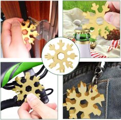 Nikcorp Multifunkcionalni alat 18u1 pahuljica, višenamjenski džepni set za outdoor, kampiranje i planinarenje, zlatni