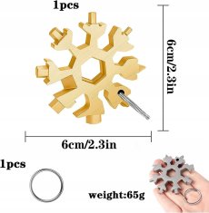 Nikcorp Multifunkcionalni alat 18u1 pahuljica, višenamjenski džepni set za outdoor, kampiranje i planinarenje, zlatni