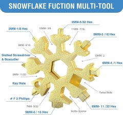Nikcorp Multifunkcionalni alat 18u1 pahuljica, višenamjenski džepni set za outdoor, kampiranje i planinarenje, zlatni
