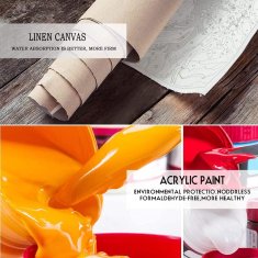 Nikcorp Set za slikanje po brojevima za odrasle i djecu, DIY kreativni hobi, motiv mandala, platno bez okvira, 40x50 cm