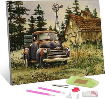 Nikcorp Dijamantno slikanje 5D set smeđi kamion - kreativni hobi za odrasle, mozaik za opuštanje i dekoraciju, 30x40 cm