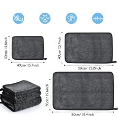 Nikcorp Krpe za sušenje od mikrovlakana, set za auto i kućanstvo, super upijajuće za poliranje i čišćenje bez tragova, 3 komada, sive