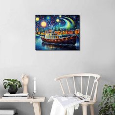 Nikcorp Set za slikanje po brojevima Zvjezdano nebo, kreativni hobi za odrasle i djecu, s akrilnim bojama i 3 kista, 16x20 cm