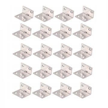 Nikcorp Kutnik za drvo od nehrđajućeg čelika, set 20 komada za pojačanje namještaja, kutni nosač 90 stupnjeva, srebrni 4 x 3 cm