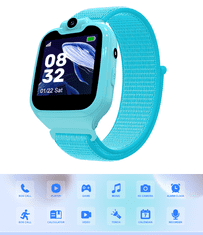Nikcorp Dječji pametni sat vodootporan IP67 s GPS lokatorom, SOS pozivom, 16 igrica, HD kamerom i budilicom, plavi