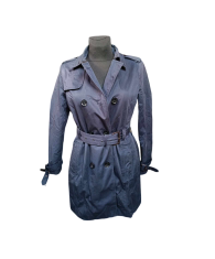 Nikcorp Dugi ženski kaput s remenom za elegantan izgled, klasičan kroj s gumbima za isticanje struka, tamnoplavi, veličina XL