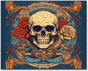 Nikcorp Slikanje po brojevima za odrasle, kreativni set za opuštanje, motiv lubanja i cvijeće, akrilne boje, pamučno platno 40x50 cm