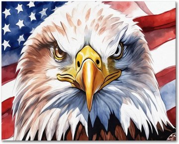 Nikcorp Slikanje po brojevima Bijeli orao i američka zastava, kreativni set za odrasle i djecu, DIY platno s akrilnim bojama, 40x50 cm