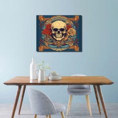 Nikcorp Slikanje po brojevima za odrasle, kreativni set za opuštanje, motiv lubanja i cvijeće, akrilne boje, pamučno platno 40x50 cm