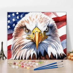 Nikcorp Slikanje po brojevima Bijeli orao i američka zastava, kreativni set za odrasle i djecu, DIY platno s akrilnim bojama, 40x50 cm