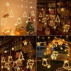 Nikcorp LED Božićne lampice svjetlosni lanac, 3,5m svjetlosna zavjesa s 12 ukrasa, 8 načina rada, za prozor, zid, unutarnja dekoracija