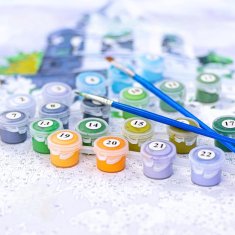 Nikcorp Slikanje po brojevima Žena i leptiri, kreativni set za opuštanje i dekoraciju, s platnom, akrilnim bojama i kistovima, 40x50 cm