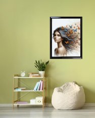 Nikcorp Slikanje po brojevima Žena i leptiri, kreativni set za opuštanje i dekoraciju, s platnom, akrilnim bojama i kistovima, 40x50 cm