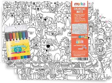Nikcorp Merka set 4 silikonske podloge za bojanje, višekratne, s 7 markera, edukativna igračka za djecu, 43x28 cm