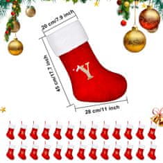 Nikcorp Božićna čarapa s izvezenim slovom N, velika personalizirana dekoracija za kamin i poklone, crvena, 45 cm