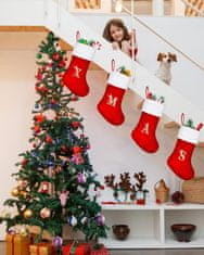 Nikcorp Božićna čarapa s izvezenim slovom N, velika personalizirana dekoracija za kamin i poklone, crvena, 45 cm