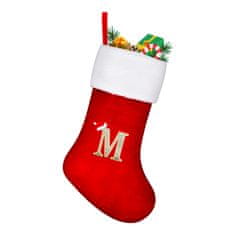 Nikcorp Božićna čarapa sa slovom M, velika personalizirana dekoracija za poklone, za kamin i jelku, crvena, 45 cm