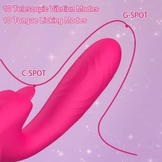 Nikcorp Stimulator klitorisa i G-točke, vibrator s 10 načina rada, trostruka stimulacija, vodootporan, USB punjenje, rozi
