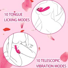 Nikcorp Stimulator klitorisa i G-točke, vibrator s 10 načina rada, trostruka stimulacija, vodootporan, USB punjenje, rozi